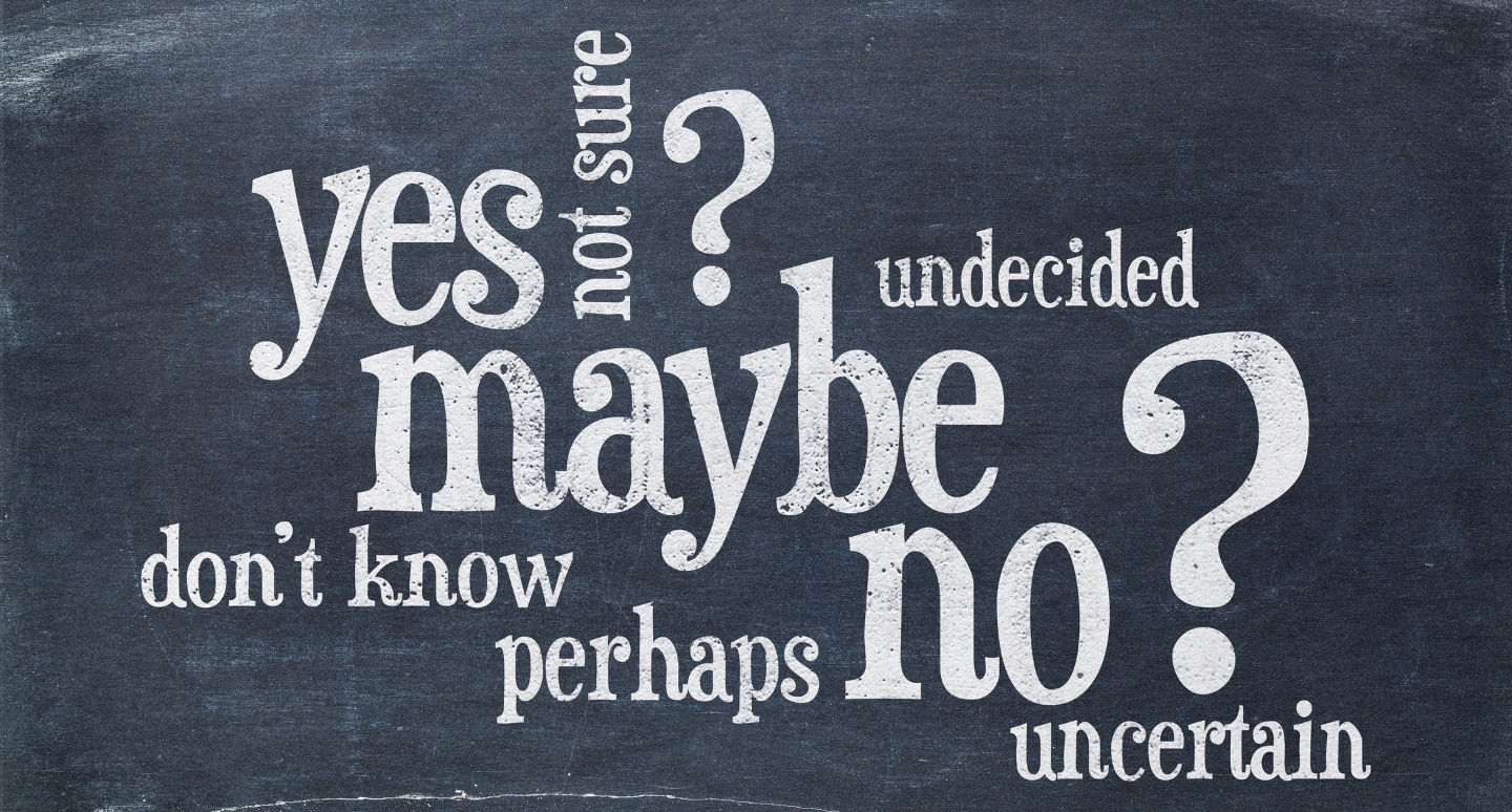 Booking was not completed illustrated by a wall with the words yes? maybe? no? written on it whith a school chalk